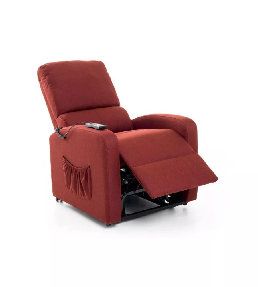 Poltrona relax con recliner elettrico "fiorella" rossa, 75x78x110 cm